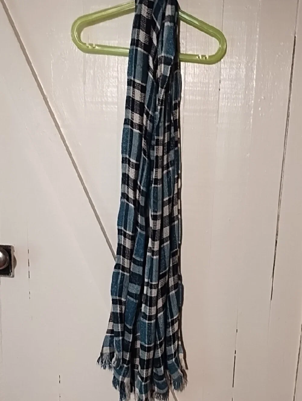 Christopher & Banks Teal Blue Plaid Lightweight Scarf VGC OSFM.